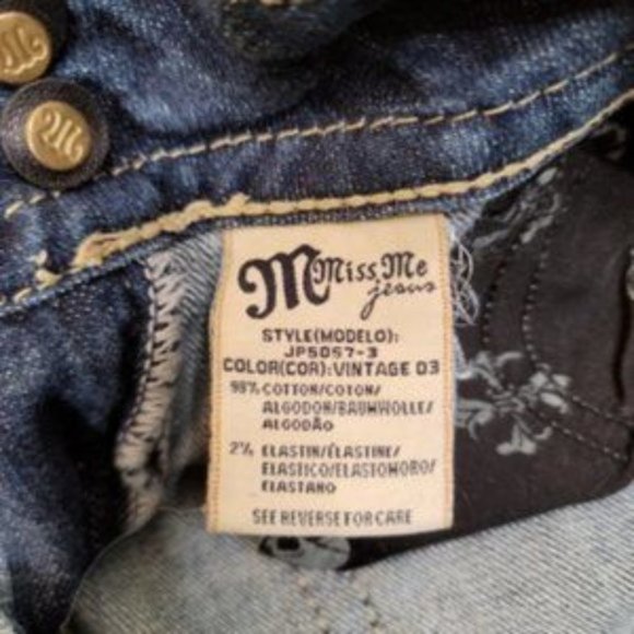 Miss Me Jp5057-3 Women's Gold Color Studs Embroidered Bootcut Leg Jeans Size 29 - Picture 2 of 5